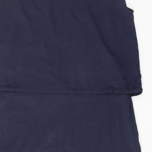 H&M Womens Blue Polyester A-Line Size M Boat Neck Pullover - Lace Detail
