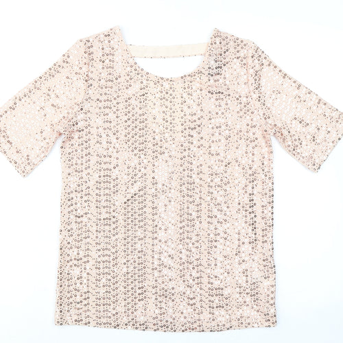NEXT Womens Pink Nylon Basic Blouse Size 6 Round Neck