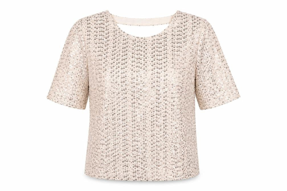 Front view of Next women’s pink nylon basic blouse, size UK 6, round neck