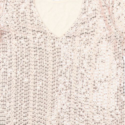NEXT Womens Pink Nylon Basic Blouse Size 6 Round Neck