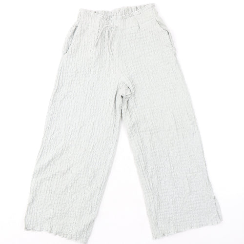 Zara Womens Grey Polyester Trousers Size 10 L20 in Regular - Textured