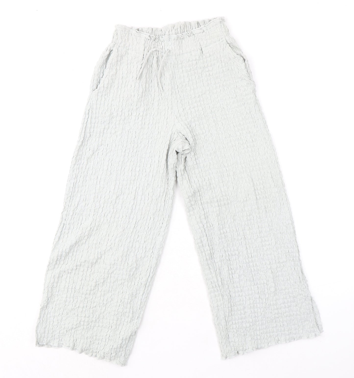 Zara Womens Grey Polyester Trousers Size 10 L20 in Regular - Textured