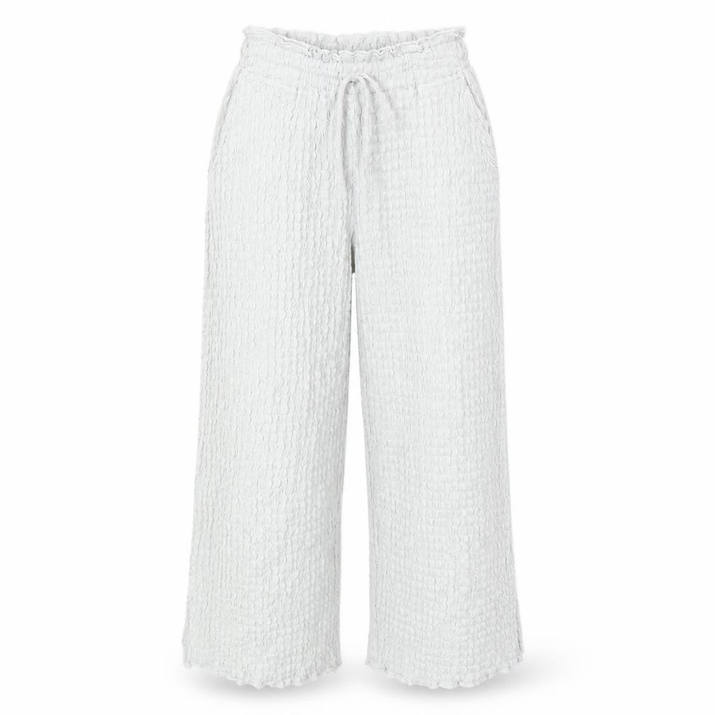 Front view of Zara women’s grey polyester trousers, size UK 10, 20-inch leg regular - textured