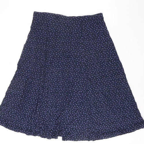 essence Womens Blue Floral Viscose Swing Skirt Size 18 Button