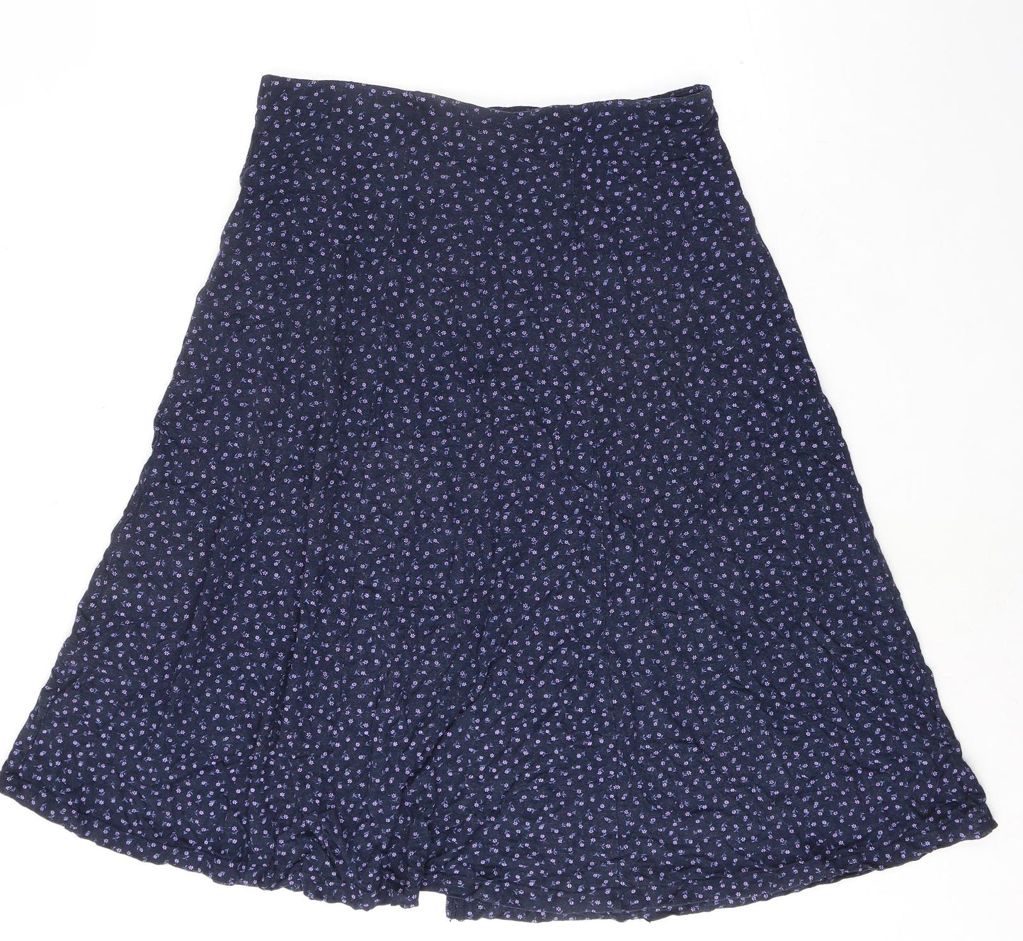 essence Womens Blue Floral Viscose Swing Skirt Size 18 Button