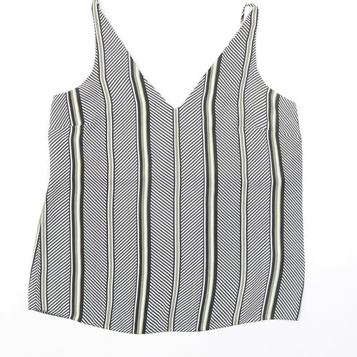 Dorothy Perkins Womens Black Geometric Polyester Camisole Tank Size 12 V-Neck