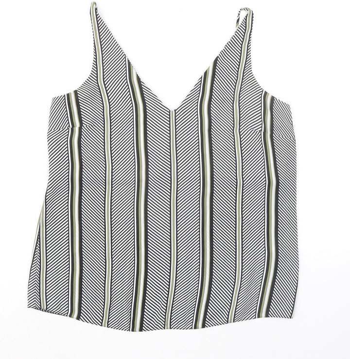 Dorothy Perkins Womens Black Geometric Polyester Camisole Tank Size 12 V-Neck
