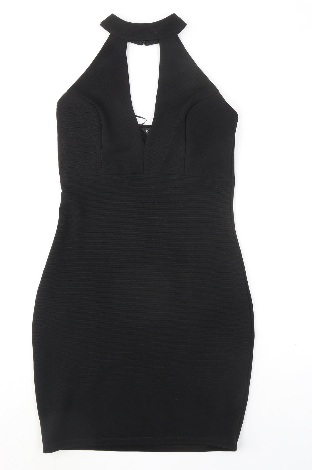 Miss Selfridge Womens Black Polyester Bodycon Size 8 Halter Pullover