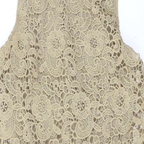Rebellion Womens Beige Floral Polyester Shift Size M Round Neck Zip