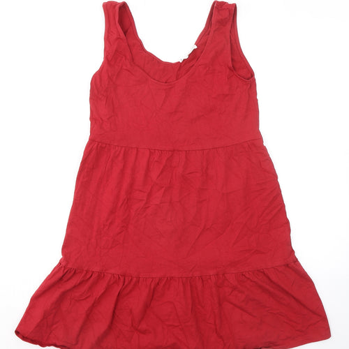 Mango Womens Red 100% Cotton Tank Dress Size M Scoop Neck Pullover