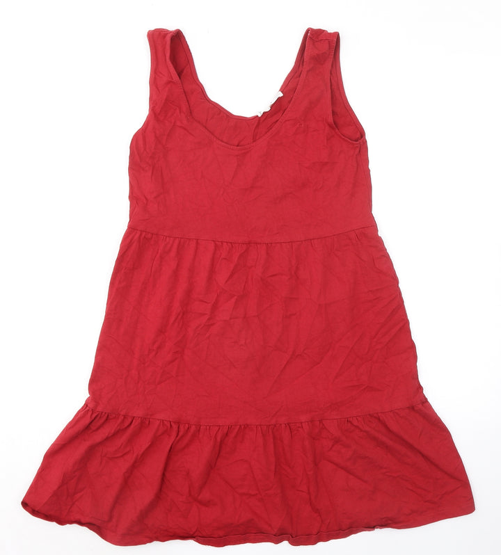 Mango Womens Red 100% Cotton Tank Dress Size M Scoop Neck Pullover