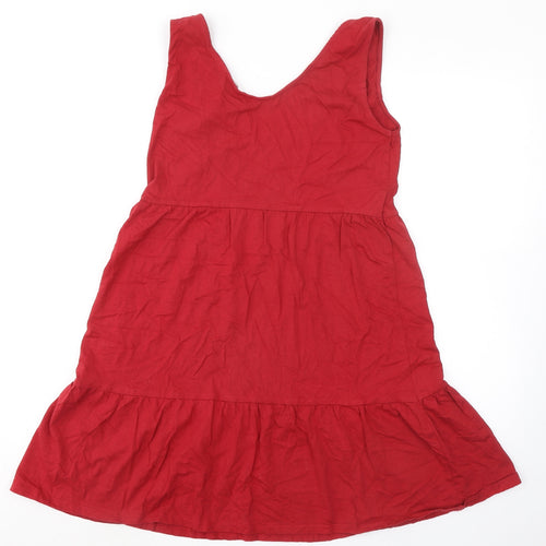 Mango Womens Red 100% Cotton Tank Dress Size M Scoop Neck Pullover