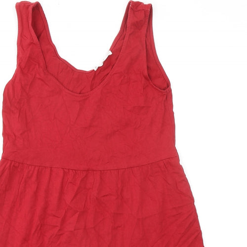 Mango Womens Red 100% Cotton Tank Dress Size M Scoop Neck Pullover