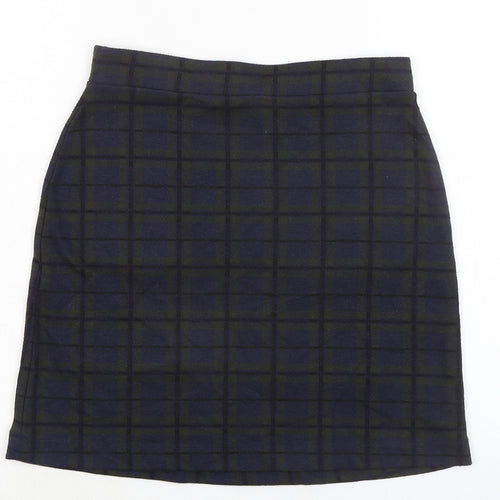 NEXT Womens Blue Plaid Cotton A-Line Skirt Size 8