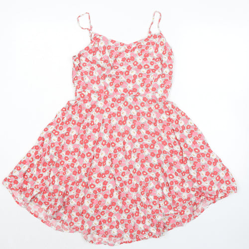 Old Navy Womens Pink Floral Rayon Slip Dress Size M V-Neck Zip