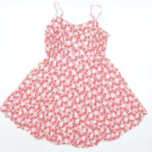 Old Navy Womens Pink Floral Rayon Slip Dress Size M V-Neck Zip