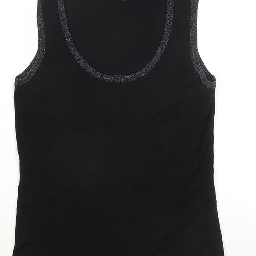 TCM Womens Black Viscose Basic Tank Size 10 Scoop Neck - Size 10-12