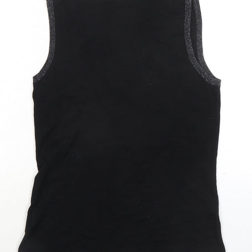 TCM Womens Black Viscose Basic Tank Size 10 Scoop Neck - Size 10-12