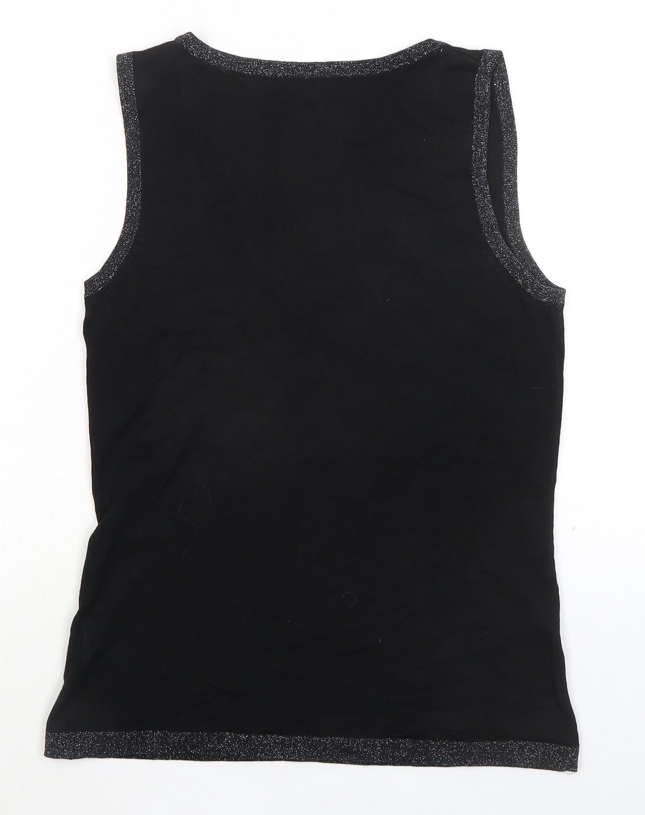 TCM Womens Black Viscose Basic Tank Size 10 Scoop Neck - Size 10-12