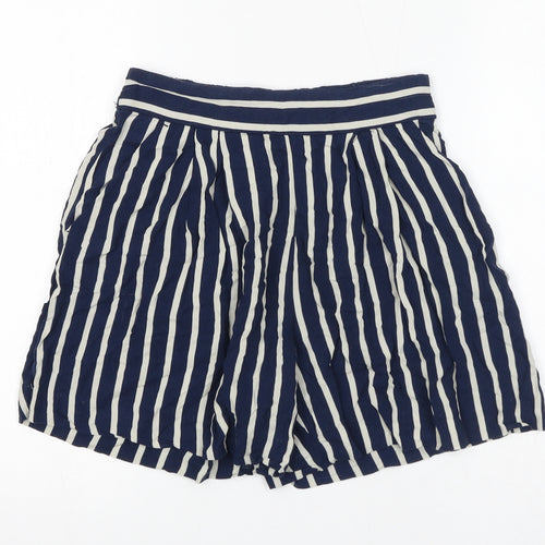 H&M Womens Blue Striped Viscose Culotte Shorts Size 8 Regular