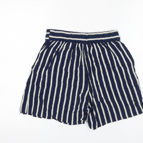 H&M Womens Blue Striped Viscose Culotte Shorts Size 8 Regular