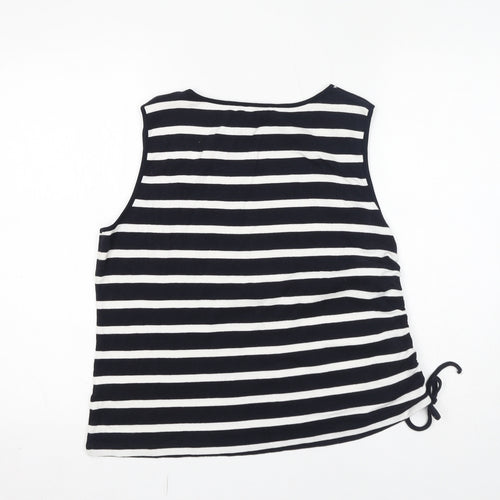 Dorothy Perkins Womens Black Striped 100% Cotton Basic Tank Size 18 Round Neck