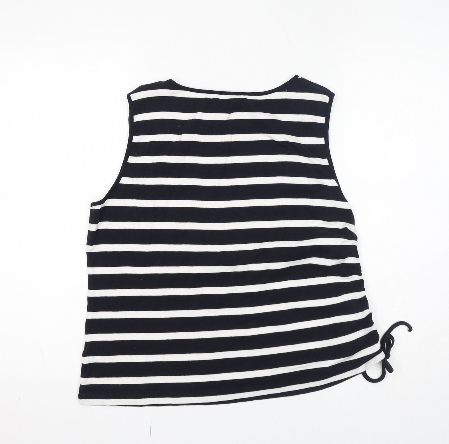 Dorothy Perkins Womens Black Striped 100% Cotton Basic Tank Size 18 Round Neck