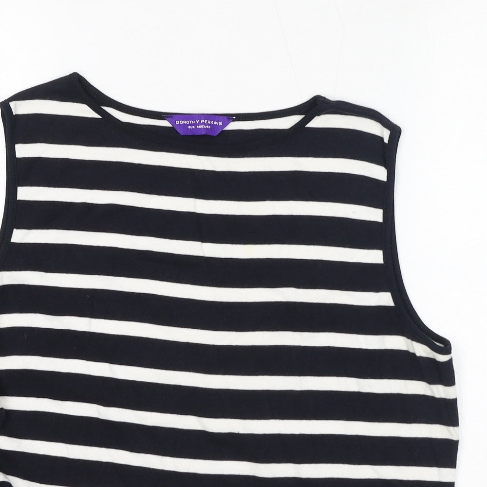 Dorothy Perkins Womens Black Striped 100% Cotton Basic Tank Size 18 Round Neck