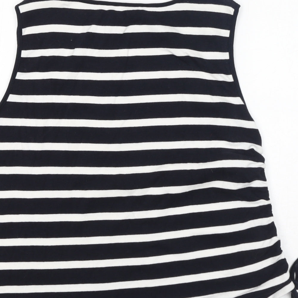 Dorothy Perkins Womens Black Striped 100% Cotton Basic Tank Size 18 Round Neck