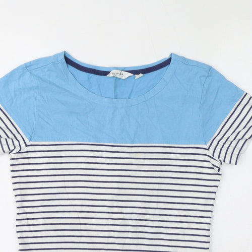 Lazy Jacks Womens Blue Striped 100% Cotton Basic T-Shirt Size 12 Round Neck