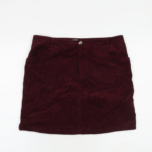 Studio Womens Red Cotton A-Line Skirt Size 14 Zip