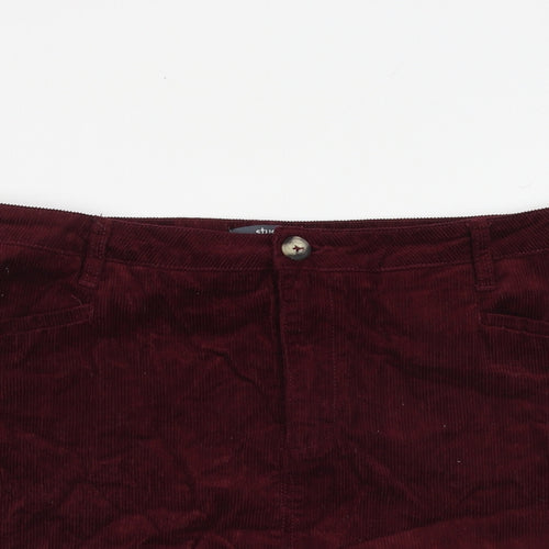 Studio Womens Red Cotton A-Line Skirt Size 14 Zip