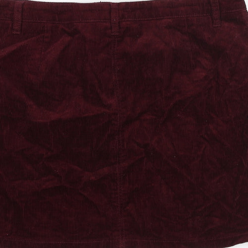 Studio Womens Red Cotton A-Line Skirt Size 14 Zip