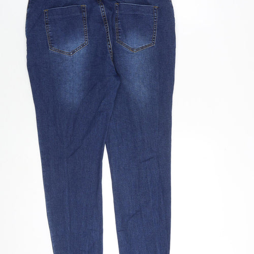 Boohoo Womens Blue Cotton Skinny Jeans Size 12 L29 in Regular Button