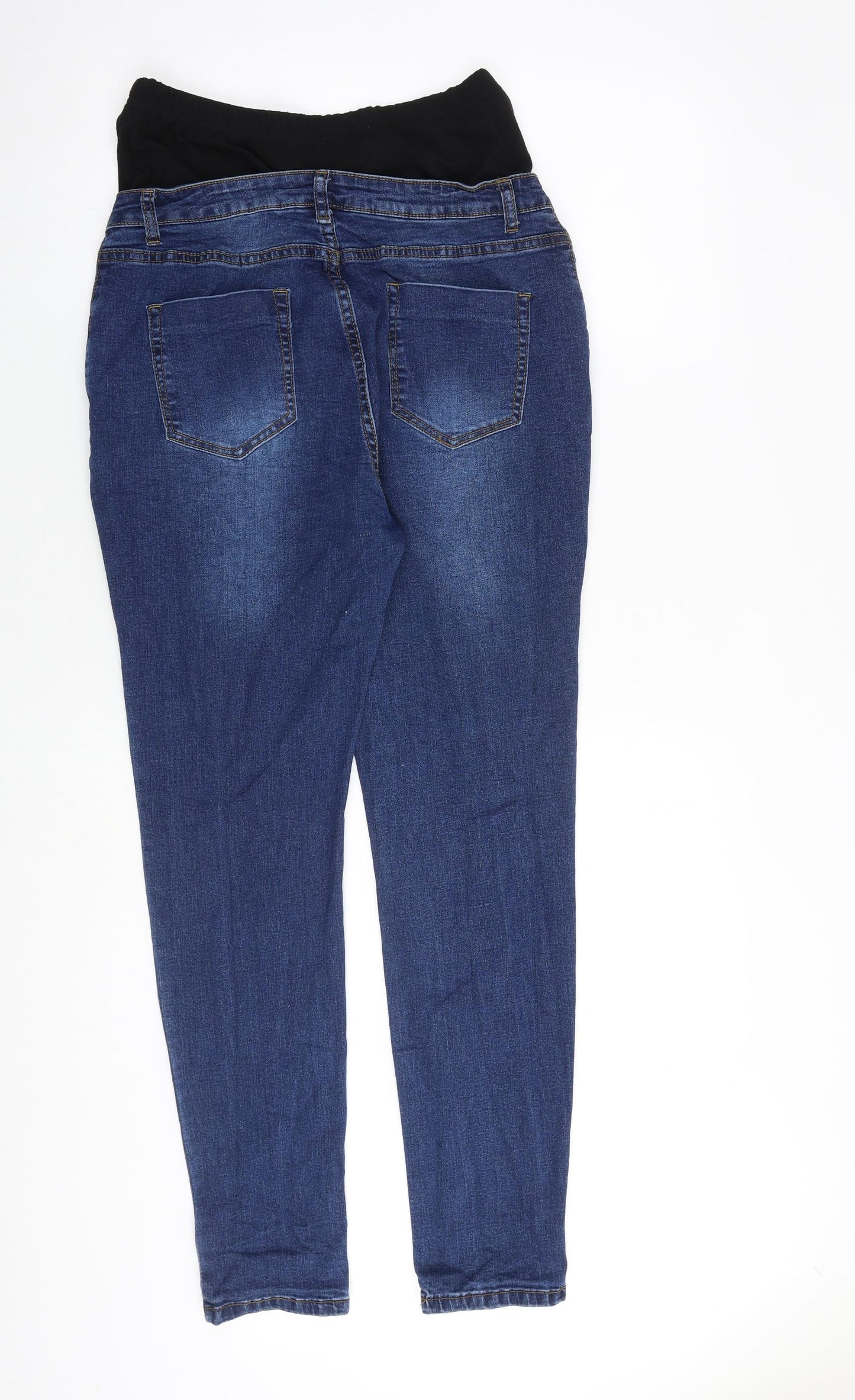 Boohoo Womens Blue Cotton Skinny Jeans Size 12 L29 in Regular Button