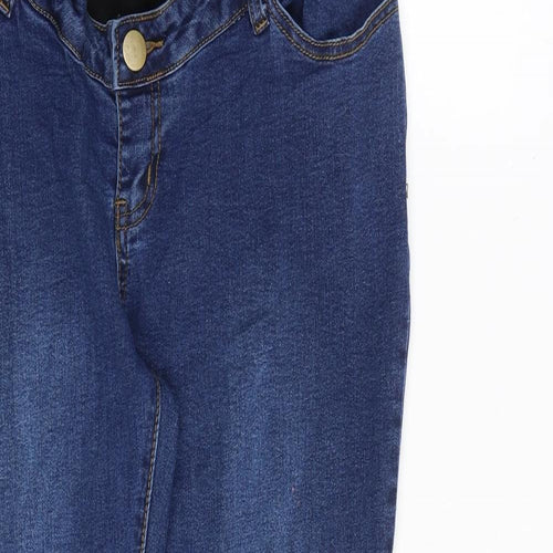 Boohoo Womens Blue Cotton Skinny Jeans Size 12 L29 in Regular Button