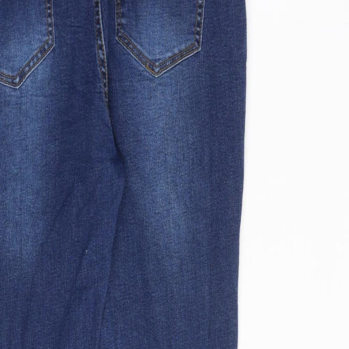 Boohoo Womens Blue Cotton Skinny Jeans Size 12 L29 in Regular Button