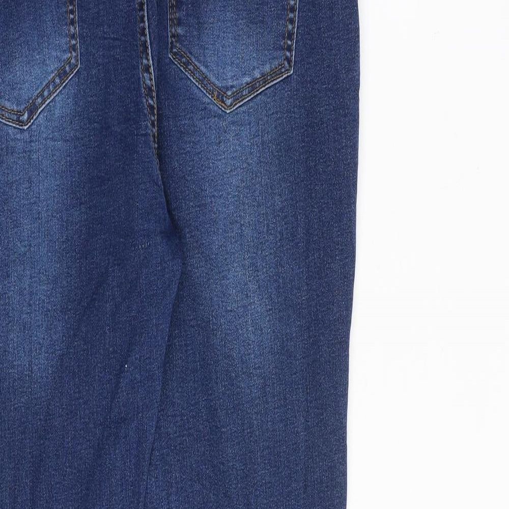Boohoo Womens Blue Cotton Skinny Jeans Size 12 L29 in Regular Button