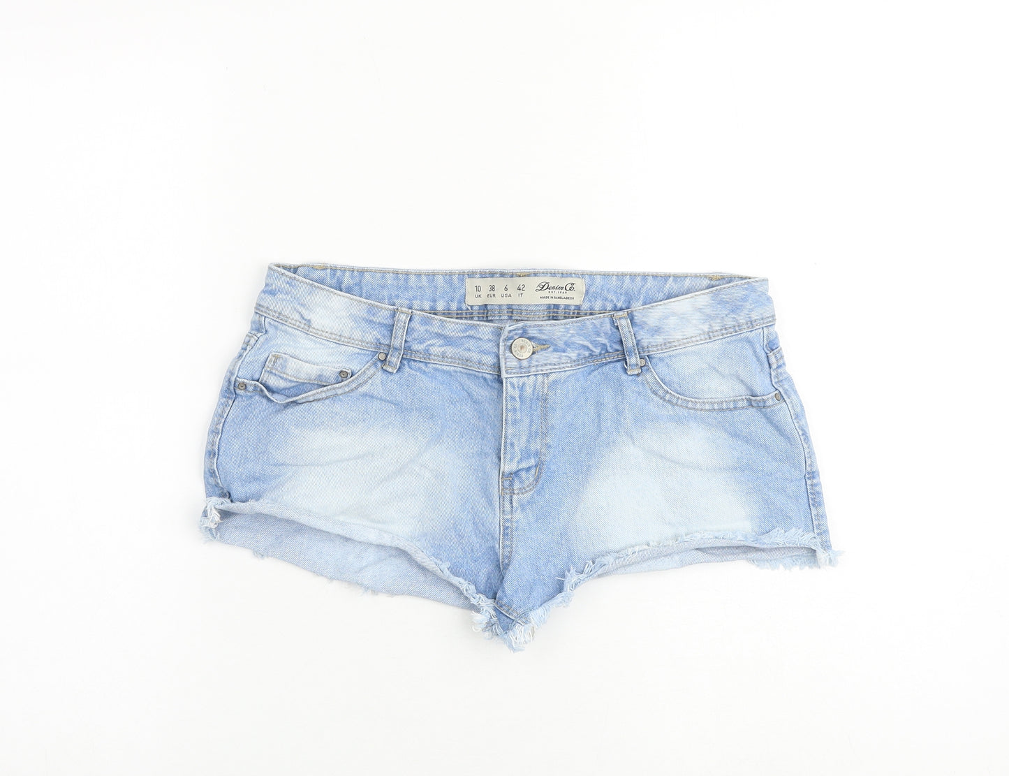 Denim & Co. Womens Blue Cotton Cut-Off Shorts Size 10 Regular Zip