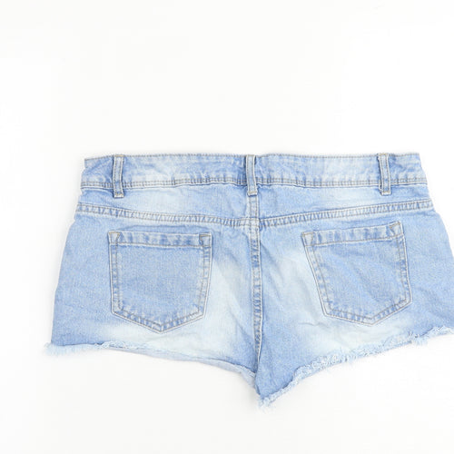 Denim & Co. Womens Blue Cotton Cut-Off Shorts Size 10 Regular Zip