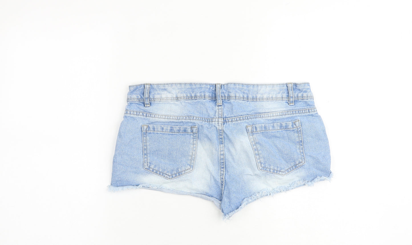 Denim & Co. Womens Blue Cotton Cut-Off Shorts Size 10 Regular Zip