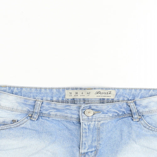 Denim & Co. Womens Blue Cotton Cut-Off Shorts Size 10 Regular Zip