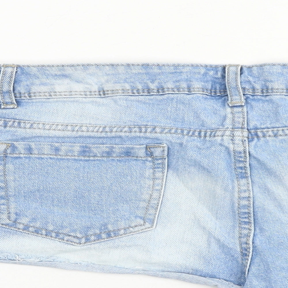 Denim & Co. Womens Blue Cotton Cut-Off Shorts Size 10 Regular Zip