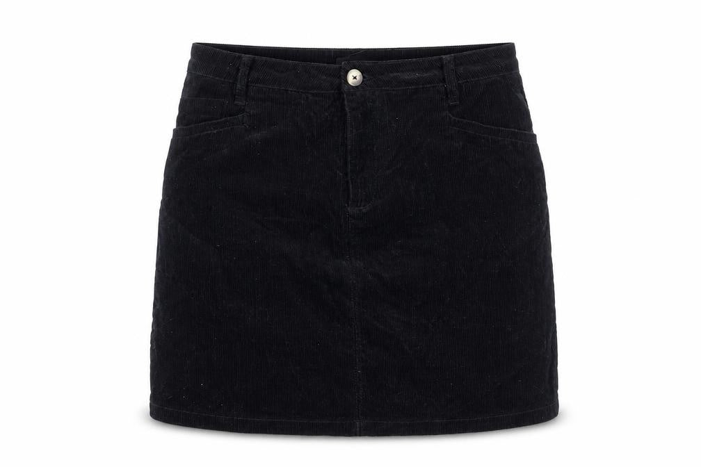 Front view of Studio women’s blue cotton a-line skirt, size UK 14, zip