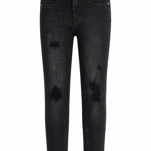 New Look Girls Black Cotton Skinny Jeans Size 10 Years L23 in Slim Zip - Distressed