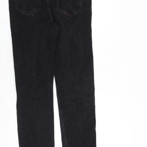 Marks and Spencer Womens Black Cotton Straight Jeans Size 12 L32 in Regular Zip