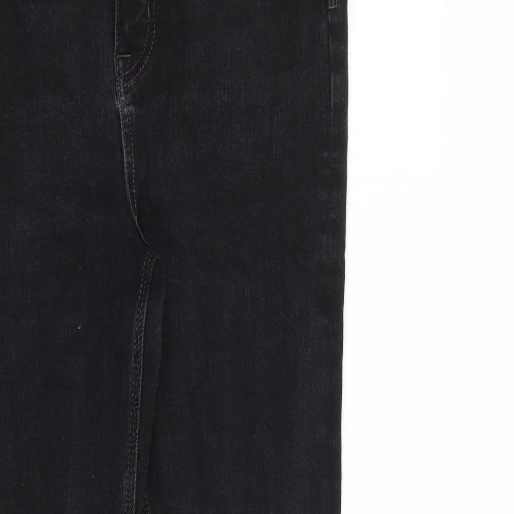 Marks and Spencer Womens Black Cotton Straight Jeans Size 12 L32 in Regular Zip