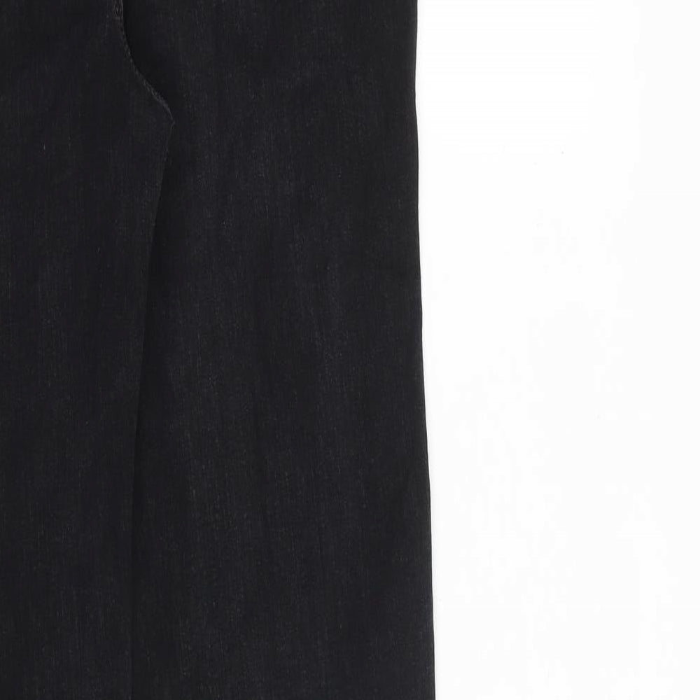 Marks and Spencer Womens Black Cotton Straight Jeans Size 12 L32 in Regular Zip