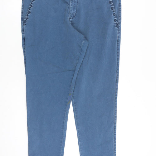 MANTARAY PRODUCTS Womens Blue Cotton Trousers Size 16 L28 in Regular Zip