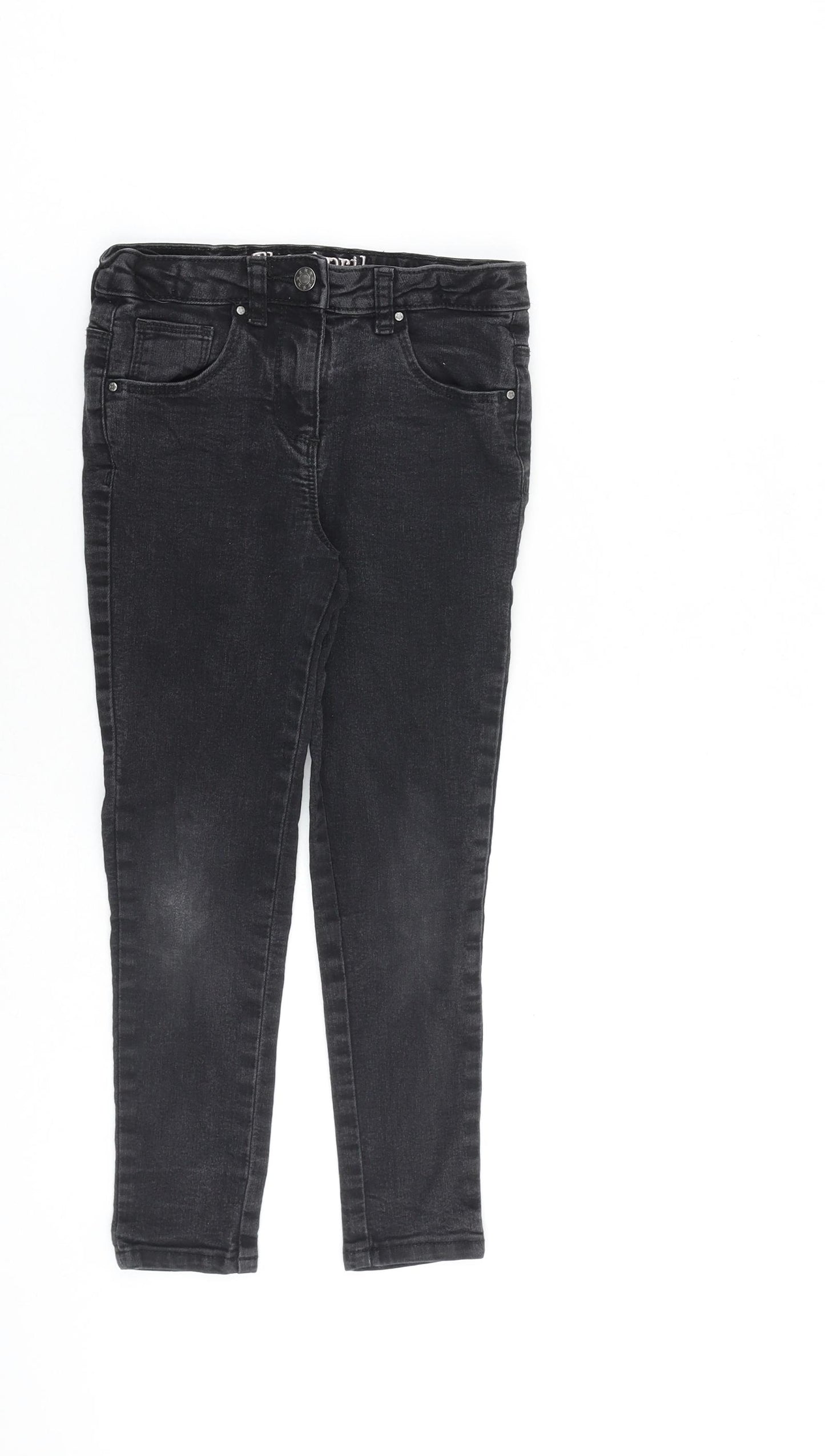 Matalan Girls Grey Cotton Skinny Jeans Size 8 Years Regular Zip